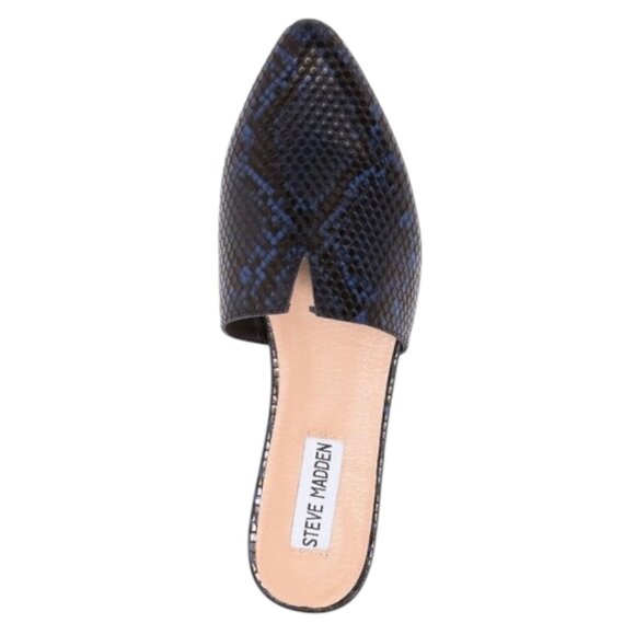 Steve Madden Women's Size 7 Ally Pointy Mule Slip-On Shoe, Navy Blue Snakeskin - Picture 2 of 9